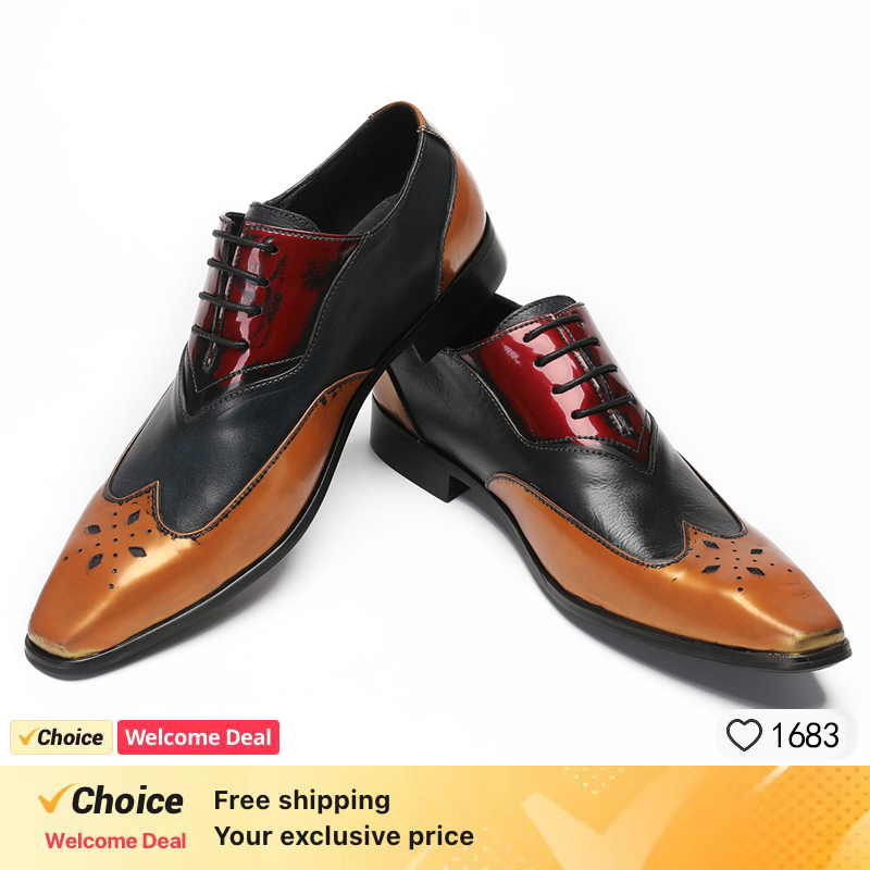 Leather Shoe Polish - Lüks erkek OXFORD ayakkabı siyah MIX